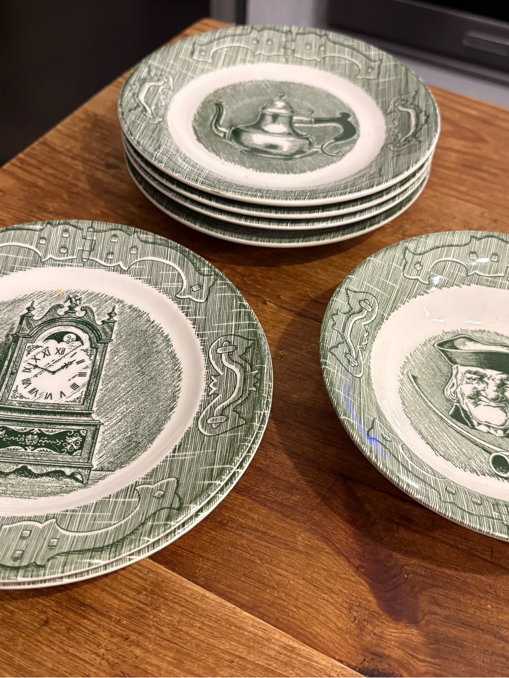 Green Transferware by Royal China USA Small Plates - Set of 6